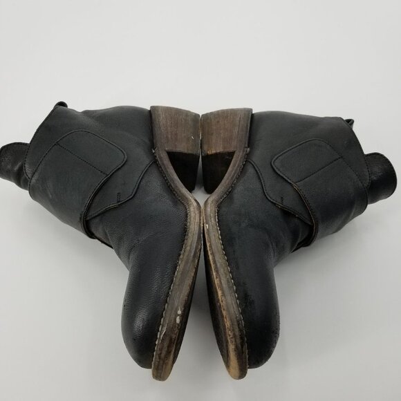 P Monjo Size 6 Black Leather Double Monkstrap Ankle Boots Moto Booties Goth - Picture 5 of 12
